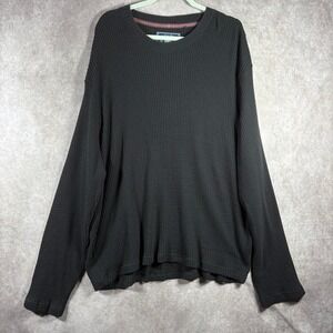 Live Oak Waffle Sweater Mens Size XXL Black Thermal Crewneck 100% Cotton NEW